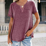 Fashion Solid Color Pocket Short Sleeve T-Shirt