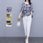 Women Printed Cotton Linen Two-piece Set