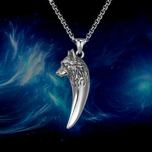 '' Never give up '' Wolf Necklace