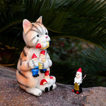 Cat Eating Gnomes Statue