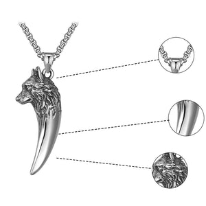 '' Never give up '' Wolf Necklace