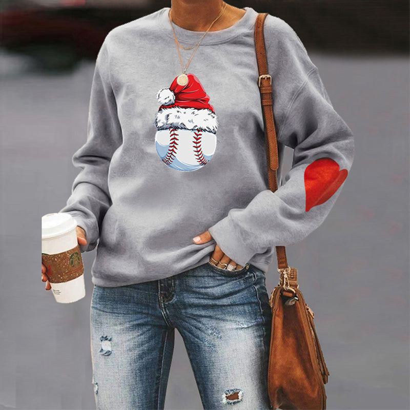 Santa Hat Crew Neck Print Sweatshirt