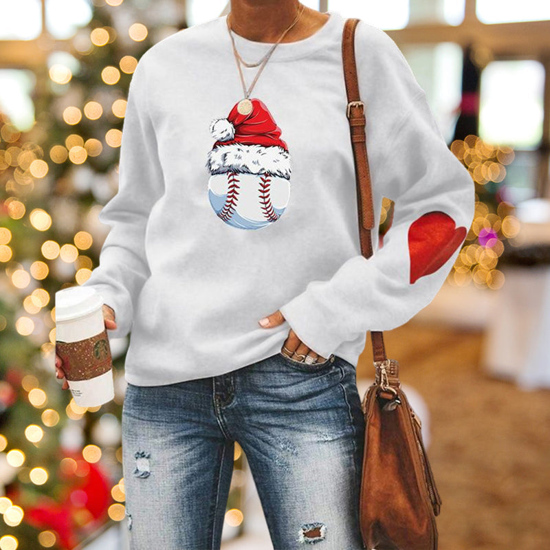 Santa Hat Crew Neck Print Sweatshirt