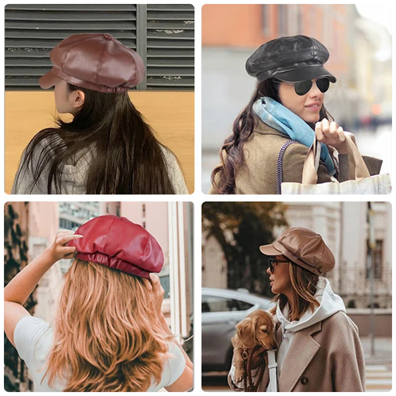 Ladies British Style Retro Casual Solid Color Hat