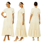 Button Solid Color Ruffled Plus Size Dress