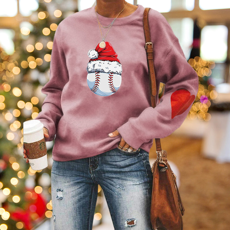 Santa Hat Crew Neck Print Sweatshirt