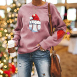 Santa Hat Crew Neck Print Sweatshirt