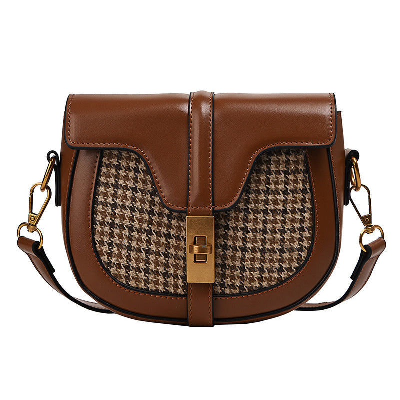 Vintage Plaid Saddle Bag