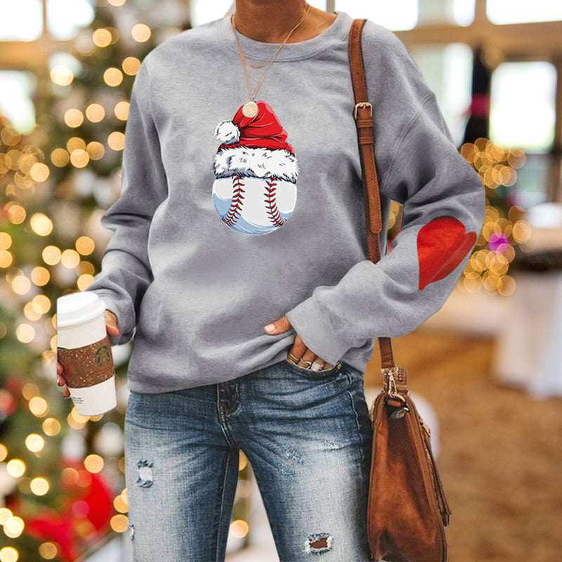 Santa Hat Crew Neck Print Sweatshirt