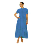 Button Solid Color Ruffled Plus Size Dress