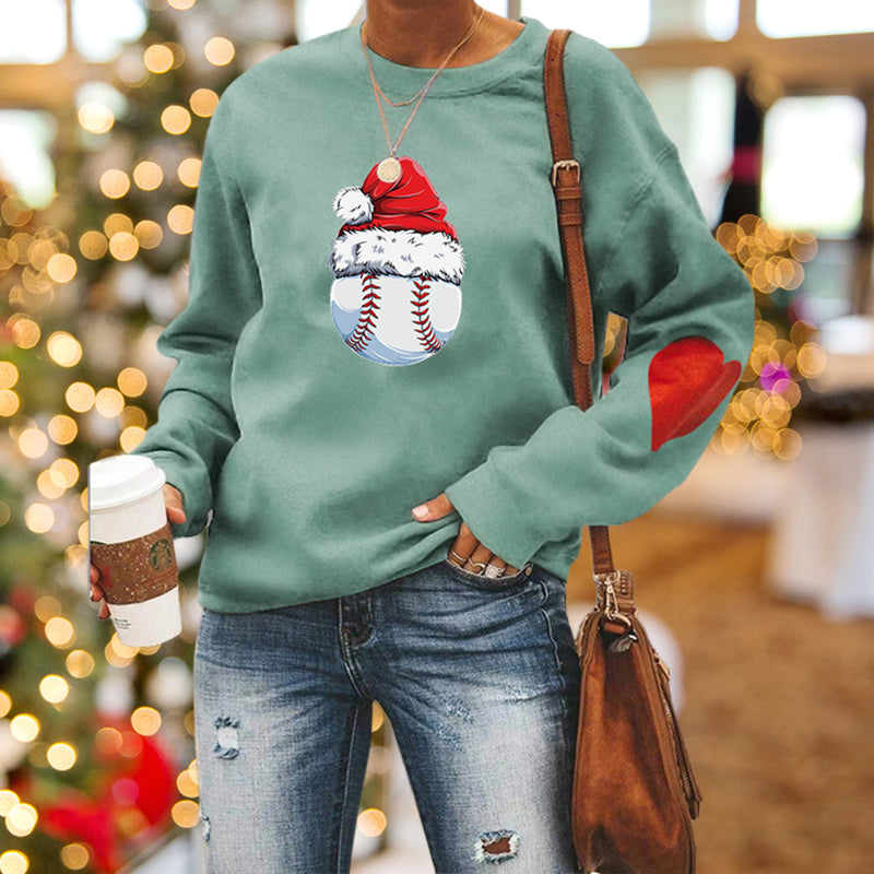 Santa Hat Crew Neck Print Sweatshirt
