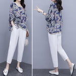 Women Printed Cotton Linen Two-piece Set