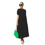 Button Solid Color Ruffled Plus Size Dress