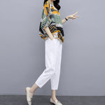Women Printed Cotton Linen Two-piece Set