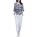 Women Printed Cotton Linen Two-piece Set