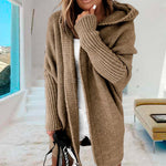 MID-LENGTH HOODED BATWING SLEEVE CARDIGAN