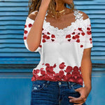 V-Neck Lace Sling T-Shirt