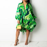 Modern Lapel Drawstring Shirt Dress