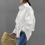Casual Women's Shirt with Lantern Sleeves