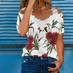 V-Neck Lace Sling T-Shirt