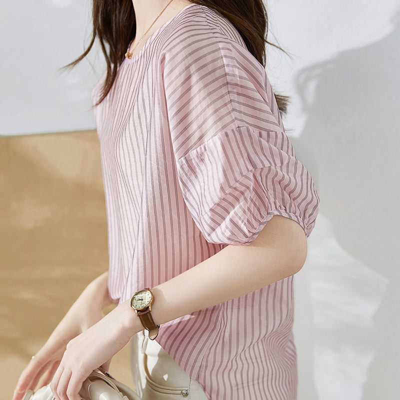 Striped Crew Neck Short Sleeve T-Shirt