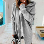 MID-LENGTH HOODED BATWING SLEEVE CARDIGAN