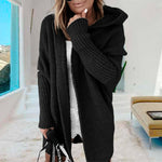 MID-LENGTH HOODED BATWING SLEEVE CARDIGAN