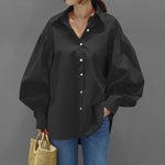 Casual Women's Shirt with Lantern Sleeves