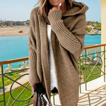 MID-LENGTH HOODED BATWING SLEEVE CARDIGAN