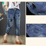 Retro Style Embroidered Loose Jeans