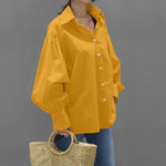 Casual Women's Shirt with Lantern Sleeves