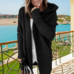 MID-LENGTH HOODED BATWING SLEEVE CARDIGAN