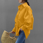 Casual Women's Shirt with Lantern Sleeves
