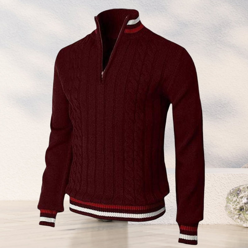 Color Block Turtleneck With Zip Closure