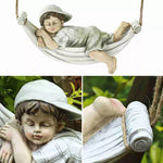 Swing Boy Girl Garden Statue Decoration