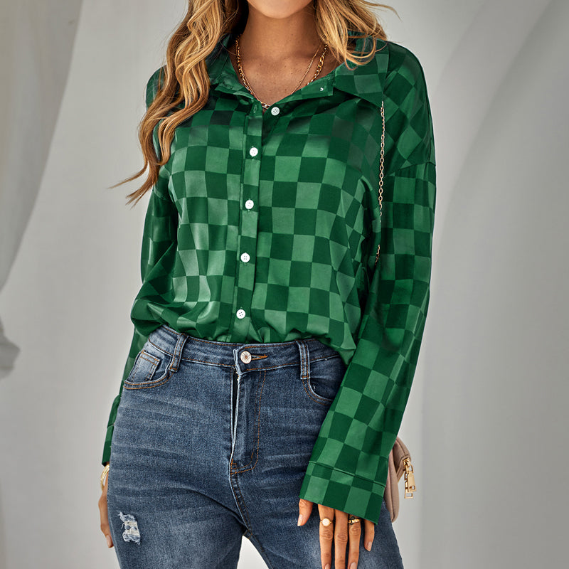 Cardigan Casual Check Jacquard Shirt