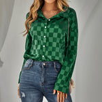 Cardigan Casual Check Jacquard Shirt