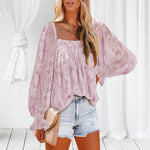 Womens Long Sleeve Tops Square Neck
