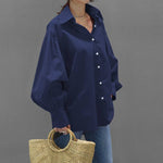 Casual Women's Shirt with Lantern Sleeves