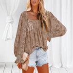 Womens Long Sleeve Tops Square Neck