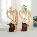 Creative Couple Wood Carving Home Decorative