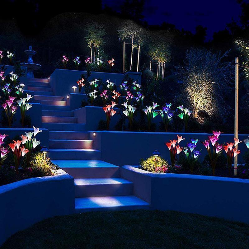 Solar Powered LED Flower Stake Set