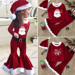 Sweet Red Velvet Christmas Print Teddy Top and Flare Pants 3-Piece Set