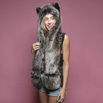 3 in 1 Furry Hooded Scarf with Paws and Ears