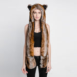 3 in 1 Furry Hooded Scarf with Paws and Ears