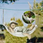 Swing Boy Girl Garden Statue Decoration