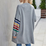 Women Panelled loose plus size knitted sweater coat