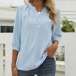 Stand Collar Mid Sleeve Shirt