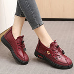 🐑Leather Fur Moccasins Women Loafers for Elderly Female Soft & Warm