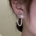 Diamond Starfish Pearl Earrings